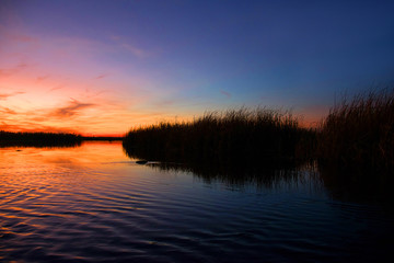 Beautiful sunset over the lake
