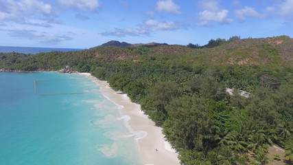 Beautiful beach of Seychelles, aerial view