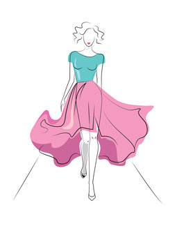 recommend clip art: beautiful fashion model on podium