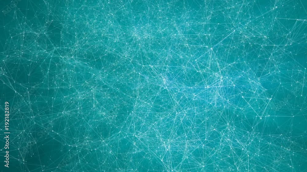 Poster slowly moving particles with turquoise rays of light. computer graphics