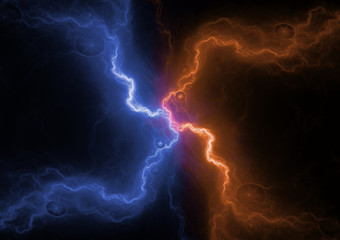 Fire and ice lightning background, plasma  and energy background