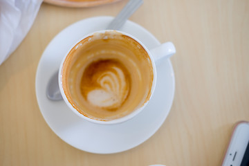 Empty hot coffee cup after drink