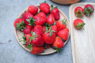 Close up red frsehly straberry from farm