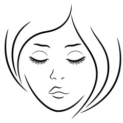 Woman face with closed eyes