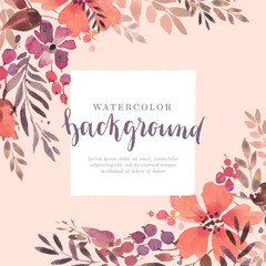 Fototapeta na wymiar Lovely vector floral background in watercolor style