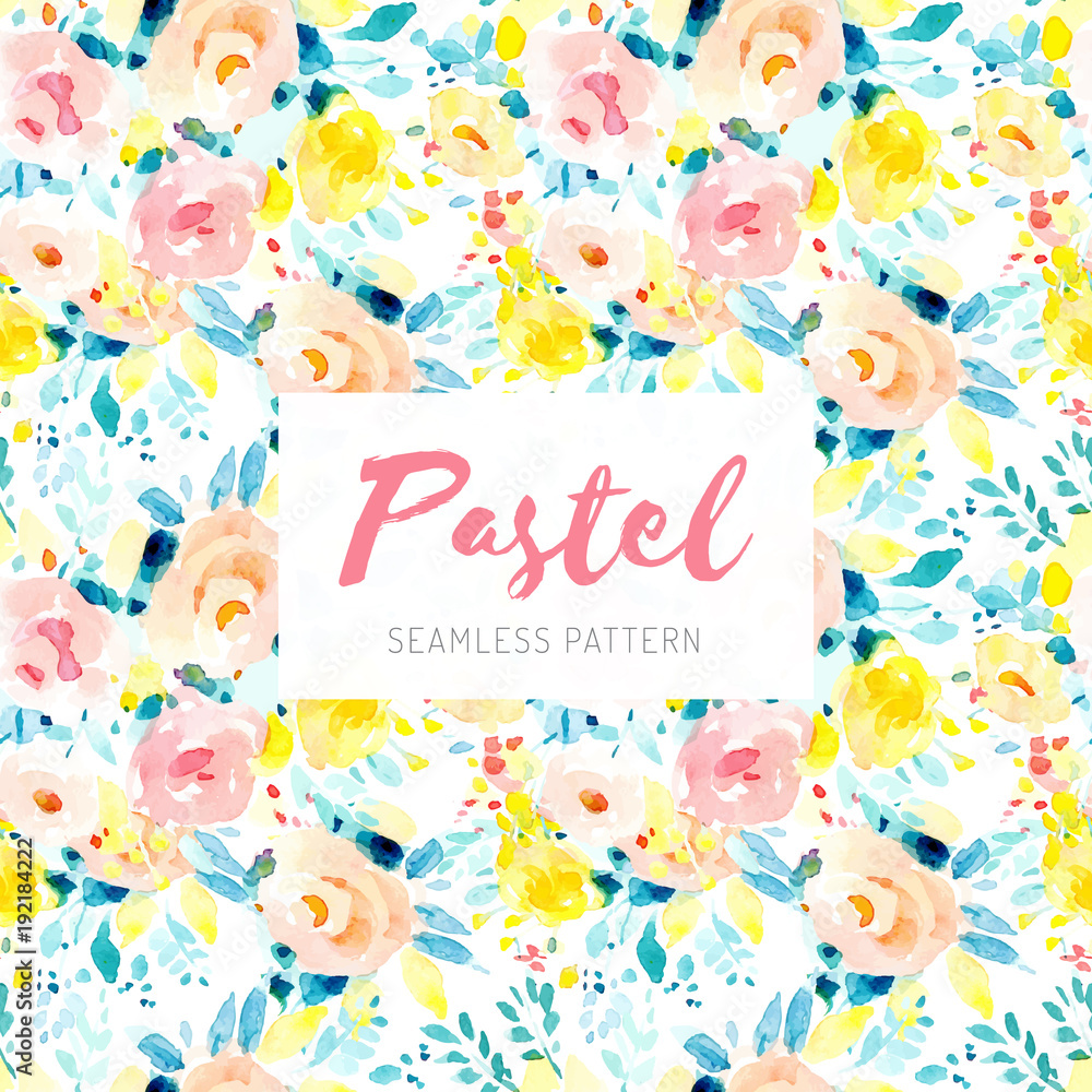 Wall mural Vector Watercolor rose seamless pattern