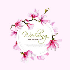 Naklejka premium Tender Magnolia frame in watercolor style