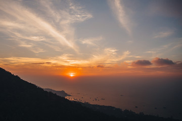 majestic landscape with seascape at sunset, Ko Tao island, Thailand