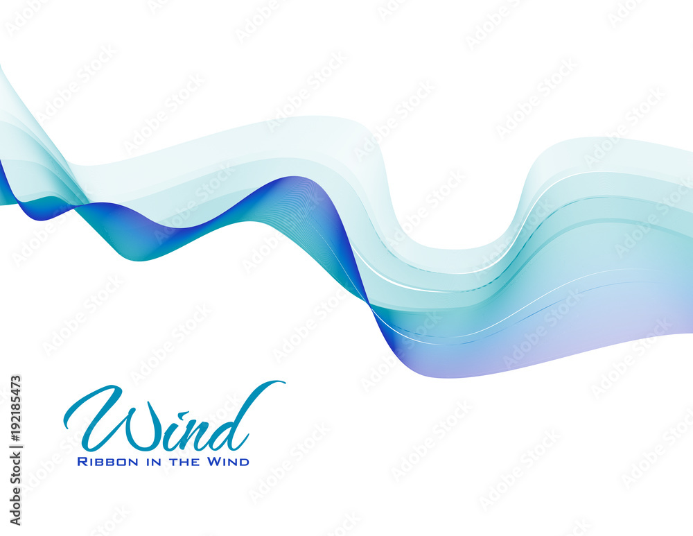 Poster ribbon in the wind. abstract blue and green wavy tape on white background. vector pattern