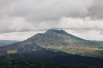 beautiful scenic view of majestic Batur volcano, Bali