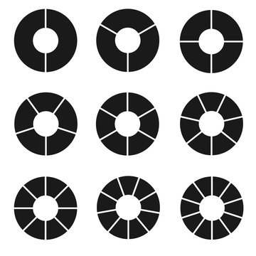Black segmented circle set