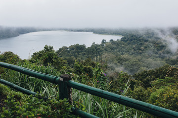 beautiful landscape with green vegetation at mist, Bali, lake Buyan