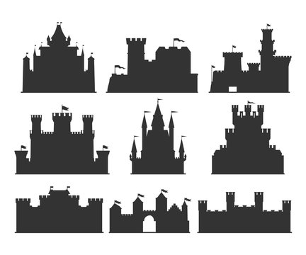 Castles silhouettes set