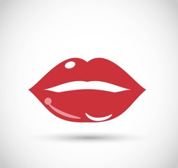 Beautiful red lips icon vector