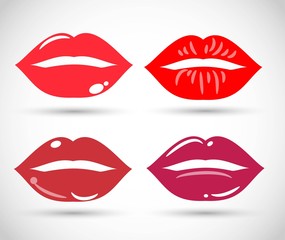 Obraz premium Beautiful red lips icons collection vector