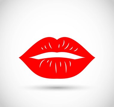 Beautiful red lips icon vector