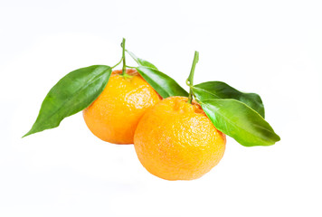 Orange mandarin or tangerine fruit isolated on white background. Life style from healthy food
