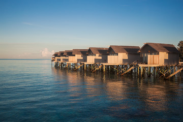 House on tropical Maldives island. Nature travel.