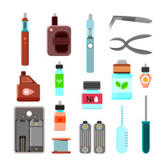 Vaping Accessories Flat Icons Set 