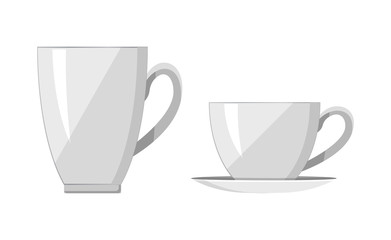 Two White Cups Bright Banner Vector Illustration