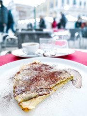 Homemade french crepe on the table