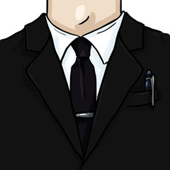 Vector Illustration - Businessman in Black Suit and Necktie