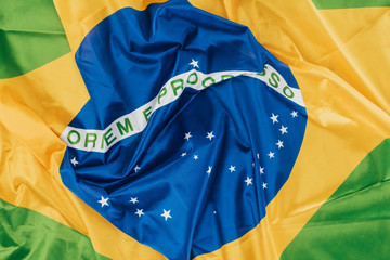 close up view of brazilian flag background