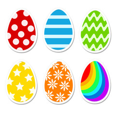 Colored bright Easter eggs in cartoon style on white. Stock vector iluustration for greeting card