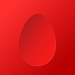 Happy Easter red greeting crd with colored egg, stock vector illustration