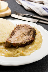 Pork dumplings and cabbage