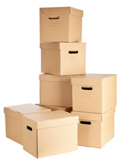 Cardboard boxes on white background