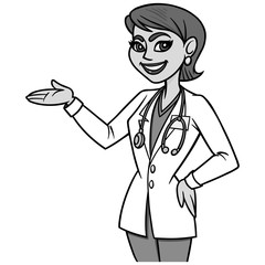 Female Doctor Illustration - A vector cartoon illustration of a Female Doctor.