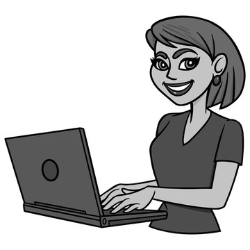 Female Blogger Illustration - A vector cartoon illustration of a Female Blogger.