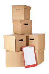 Cardboard boxes on white background