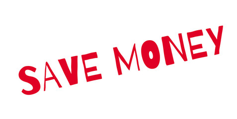 Save Money rubber stamp. Grunge design with dust scratches. Effects can be easily removed for a clean, crisp look. Color is easily changed.