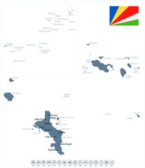 Seychelles - map and flag - Detailed Vector Illustration