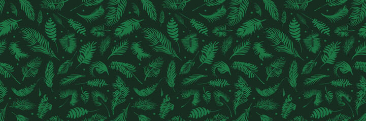 Obraz premium Tropical palm leaves, jungle leaves seamless floral pattern background, Watercolor tropical decor, Print summer exotic jungle plant tropical palm leaves. Pattern, seamless floral background.