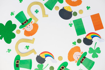 st patricks day decorations on white background