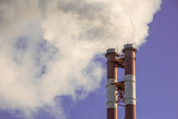 industrial factory pipes smoke