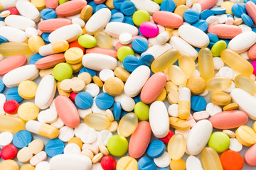 Fototapeta na wymiar Medicine pills or capsules. pharmaceutical background