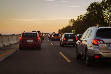 Obraz na płótnie Canvas traffic jam in the highway