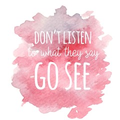 Hand drawn vivid illustration stylized as a watercolor spot augmented with sketchy wild flowers and a motivational inscription. Inspiration, travel, lifestyle themes, design element.