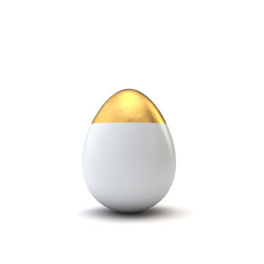 Gold and white pattern luxury easter egg. 3D Rendering
