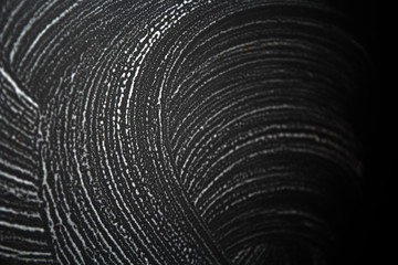 Soap stains of white foam on a black board