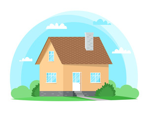 House flat design. Landscape. Vector illustration.