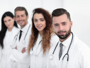 Fototapeta premium therapist and colleagues isolated on white