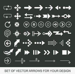 Different black Arrows icons, vector set. Abstract elements for business infographic. Up and down trend. Illustrations for Web Design