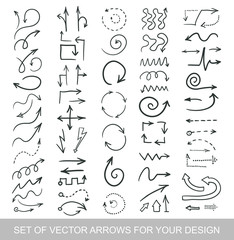 Different black Arrows icons, vector set. Abstract elements for business infographic. Up and down trend. Illustrations for Web Design