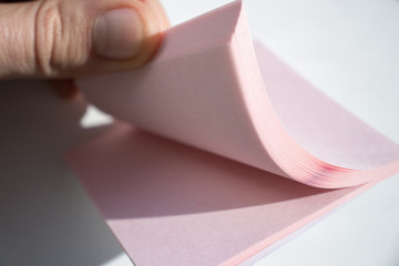 Pink paper sheets for notes
