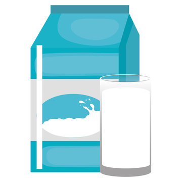 milk box with glass vector illustration design